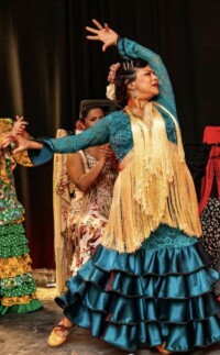 Andrea dancing with the Flamenco community in the Rio Grande Valley